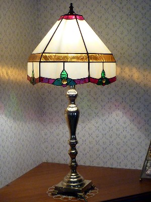 Custom designed leadlight lamp shade for client's lamp base