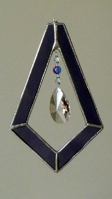 Elongated diamond suncatcher with crystal